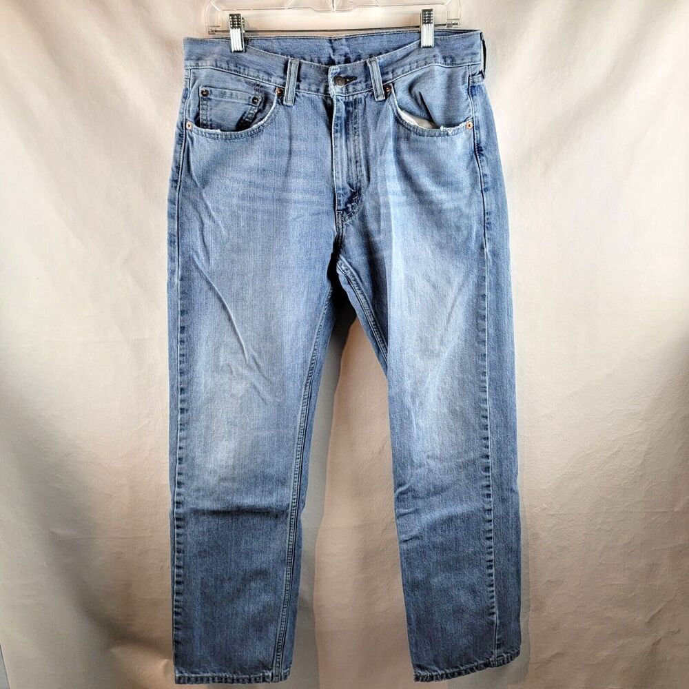 Levi's 505 Jeans Mens 33x32 Blue Denim Light Wash Regular Fit Straight Normcore